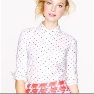 J. Crew Tops | J.Crew Boy Fit Navy Polka Dot Button Down | Color: Blue/White |